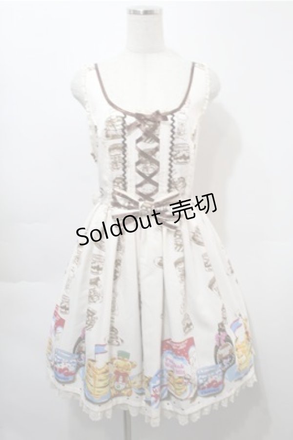 画像1: Angelic Pretty / Honey Cakeラウンドジャンパースカート  オフ S-25-10-08-060-AP-OP-AS-ZS (1)