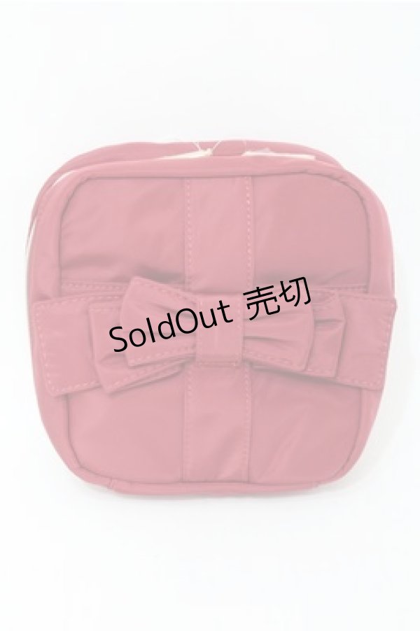 画像1: m petit by misako / AMリボンスクエアポーチ  赤 S-25-10-08-032-LO-ZA-HR-ZS (1)