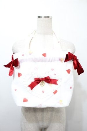画像: BABY,THE STARS SHINE BRIGHT / Strawberry Sweetheart Cake柄レッスンBAG  白 S-25-10-08-033-BA-AC-HR-ZS