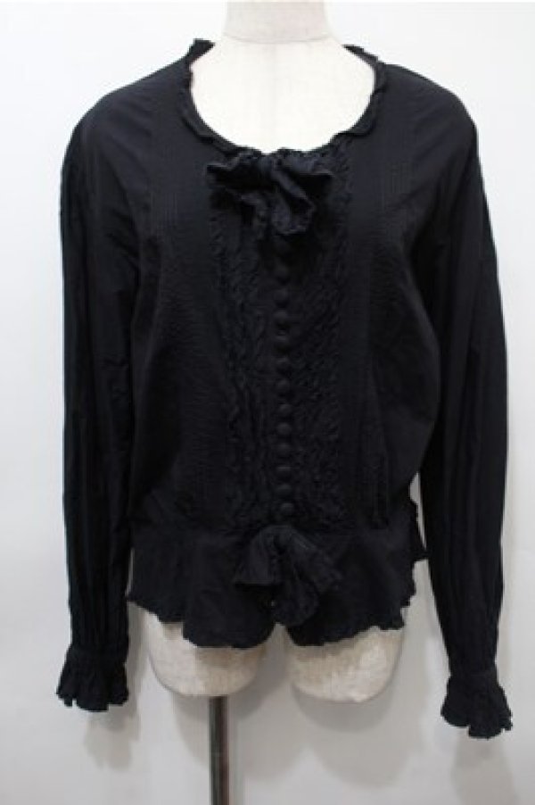 画像1: PINK HOUSE / ピンタックブラウス  黒 S-25-10-08-041-LO-TO-AS-ZS (1)