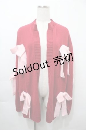 画像: Candy Stripper / RIBBON KNIT CARDIGAN  赤 S-25-10-08-045-PU-TO-HR-ZS
