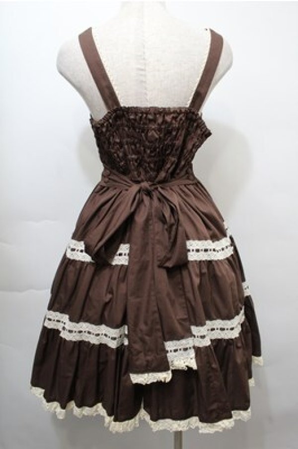 画像2: metamorphose / 木漏れ日のトロイメライ ティアードジャンパースカート  ブラウン S-25-10-08-050-ME-OP-AS-ZS (2)