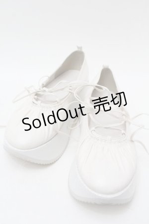 画像: merry jenny / レースアップギャザー厚底シューズ  アイボリー S-25-10-09-046-LO-SH-HR-ZS