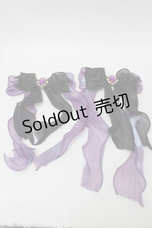 画像: GOTH / ビジューシフォンクリップ  黒ｘ紫 S-25-10-09-013-GO-AC-HR-ZS