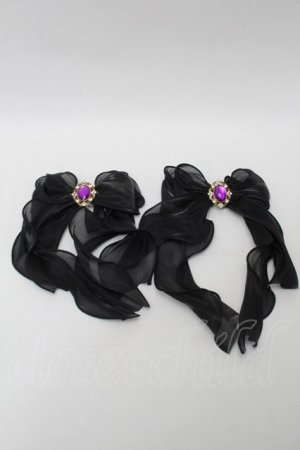 画像: GOTH / ビジューシフォンクリップ  黒 S-25-10-09-014-GO-AC-HR-ZS