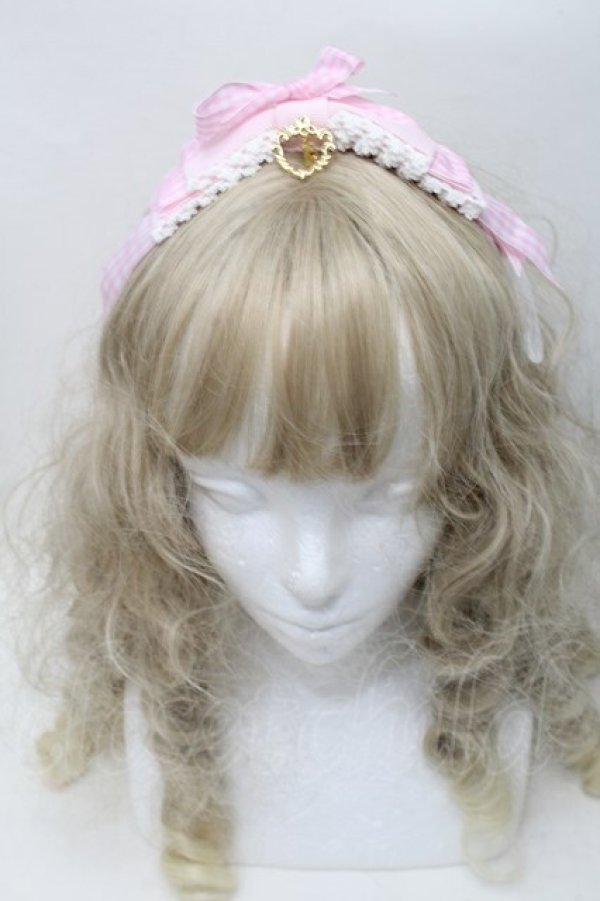 画像2: BABY,THE STARS SHINE BRIGHT / Hearty Ginghamリボンカチューシャ  ピンクｘ白 S-25-10-09-024-BA-OP-HR-ZS (2)