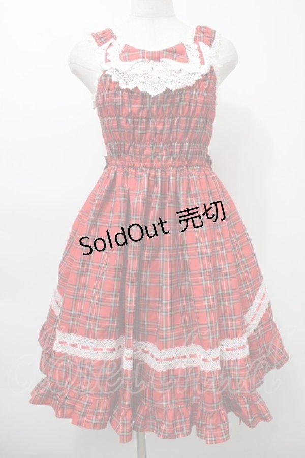 画像1: BABY,THE STARS SHINE BRIGHT / タータンチェックIシャーリングプリンセスジャンパースカート  赤 S-25-10-10-045-BA-OP-HR-ZS (1)