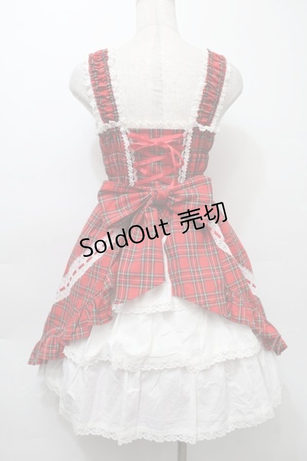 画像2: BABY,THE STARS SHINE BRIGHT / タータンチェックIシャーリングプリンセスジャンパースカート  赤 S-25-10-10-045-BA-OP-HR-ZS (2)