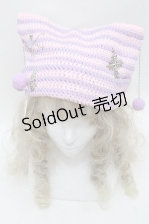 画像: 中国ロリータ / バイカラーニットハット  ピンクｘラベンダー S-25-10-10-009-LO-OP-HR-ZS