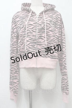 画像: KRY CLOTHING / 「GAL」ショート丈パーカー  ピンクｘ黒 S-25-10-10-026-EL-TO-HR-ZS