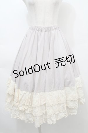 画像: Favorite / 3層レースのミルフィーユコットンペチコート  グレーｘオフ S-25-10-11-057-LO-SK-AS-ZS