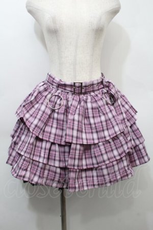 画像: KRY CLOTHING / 「KAKAWARITAKUNAI」チェック柄ティアードスカート  ピンク S-25-10-11-060-EL-SK-HR-ZS