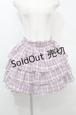 画像: KRY CLOTHING / 「KAKAWARITAKUNAI」チェック柄ティアードスカート  ピンク S-25-10-11-060-EL-SK-HR-ZS