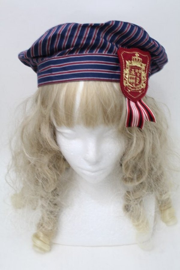 画像2: Angelic Pretty / Universityベレー  紺ｘワイン S-25-10-11-030-AP-AC-HR-ZS (2)