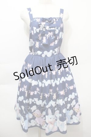 画像: axes femme kawaii / ランドリー柄ジャンスカ  紺 S-25-10-12-041-AX-OP-HR-ZS