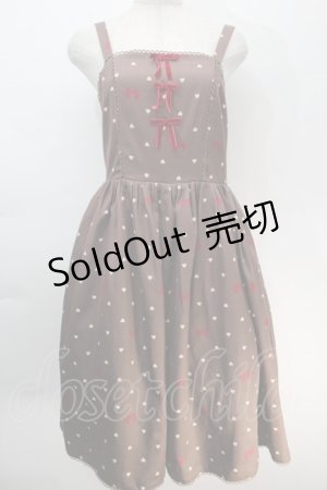 画像: axes femme Kawaii / ハートドット柄ジャンスカ  ブラウン S-25-10-12-045-AX-OP-HR-ZS