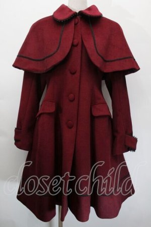 画像: ATELIER PIERROT / ケープ付きコート  ワイン S-25-10-12-048-EL-CO-AS-ZS