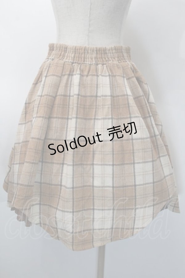 画像2: axes femme POETIQUE / 起毛チェックタックスカート  ベージュ S-25-10-12-057-AX-SK-HR-ZS (2)