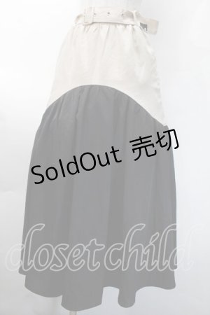 画像: NieR CLOTHING / バイカラーロングスカート  黒ｘベージュ S-25-10-12-059-PU-SK-HR-ZS