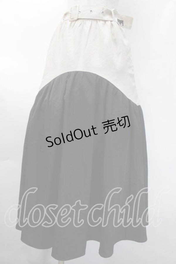 画像1: NieR CLOTHING / バイカラーロングスカート  黒ｘベージュ S-25-10-12-059-PU-SK-HR-ZS (1)