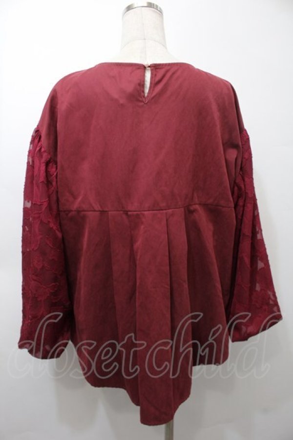 画像2: axes femme / バルーン袖トップス  ワイン S-25-10-12-018-AX-TO-HR-ZS (2)