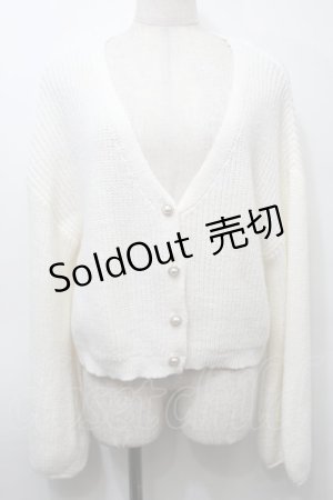 画像: axes femme POETIQUE / パール釦ショートニットカーデ  オフ S-25-10-12-021-AX-TO-HR-ZS