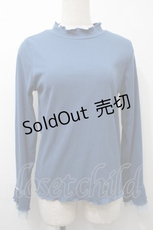 画像: axes femme / プリーツチュール切替リブプルオーバー  ブルー S-25-10-12-026-AX-TO-HR-ZS