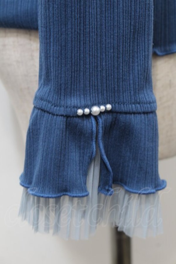 画像2: axes femme / プリーツチュール切替リブプルオーバー  ブルー S-25-10-12-026-AX-TO-HR-ZS (2)