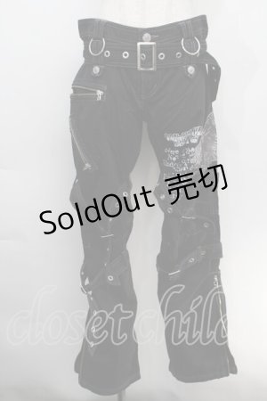 画像: ALGONQUINS / ベルトデザインパンツ  黒 S-25-10-14-059-AL-PA-HR-ZS
