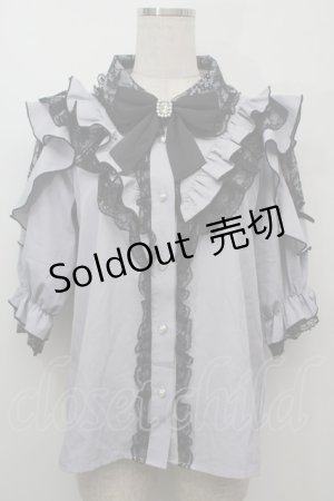 画像: NOEMIE / 袖レースアップフリルブラウス  ブルー S-25-10-14-008-LO-BL-HR-ZS