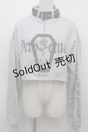 画像: NOEMIE / 裏起毛レザーベルトスタンドネックプルオーバー  グレー S-25-10-14-011-LO-TO-HR-ZS