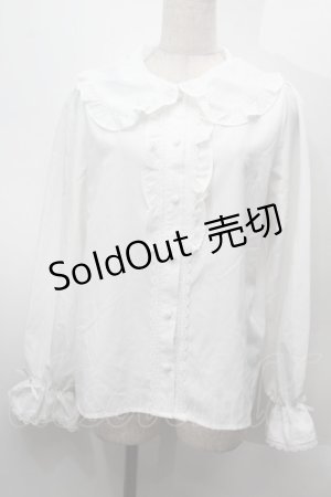 画像: m petit by misako / AM マルエリフリルブラウス  白 S-25-10-14-003-LO-BL-HR-ZS