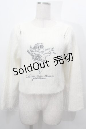 画像: NOEMIE / 天使刺繍肩ジップフェザーニット  オフ S-25-10-14-004-LO-TO-HR-ZS