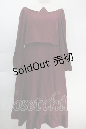 画像: m petit by misako / マイメロワッペン付きワンピース  ワイン S-25-10-14-030-LO-OP-HR-ZS