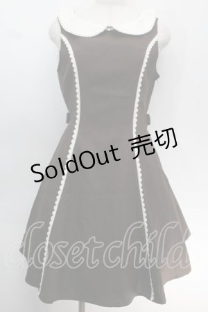 画像: Innocent World / 付け衿付バッスルジャンパースカート  ブラウン S-25-10-14-031-IW-OP-HR-ZS