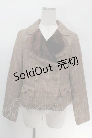 画像: axes femme POETIQUE / ハート襟ジャガードジャケット  ブラウン S-25-10-14-032-AX-JA-HR-ZS