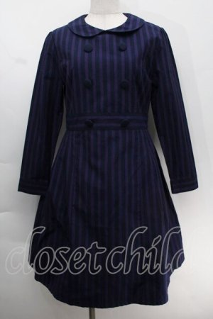 画像: Fi.n.t / GIGIストライプワンピース  紺 S-25-10-14-036-CA-OP-HR-ZT333