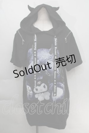 画像: サンリオ / クロミｘ病みくまパーカー  黒 S-25-10-14-040-EL-TO-HR-ZS