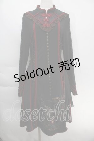 画像: Ozz oneste / チャイナボタンワンピース  黒ｘ赤 S-25-10-14-042-OO-OP-AS-ZS
