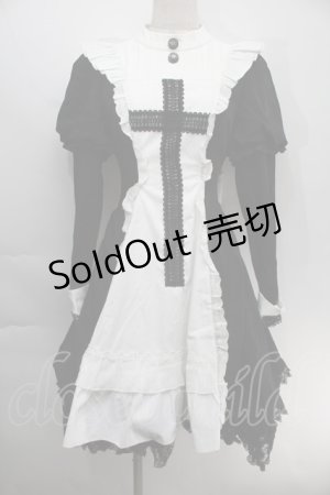 画像: 櫻姫（海外ロリィタ） / クロスデザインワンピース  黒ｘ白 S-25-10-14-044-LO-OP-HR-ZS