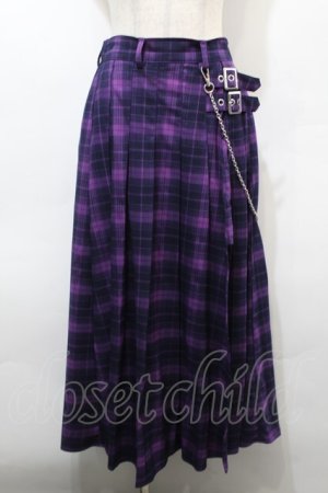 画像: LISTEN FLAVOR / チェックロングスカート  紫 S-25-10-15-055-PU-SK-AS-ZS