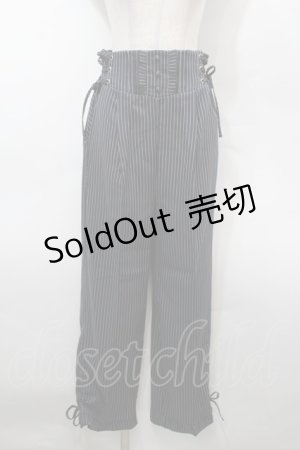 画像: axes femme / ハイウエストストライプパンツ  紺 S-25-10-15-059-AX-PA-HR-ZS