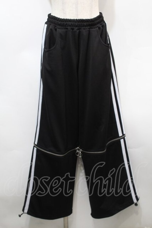 画像1: LISTEN FLAVOR / ジャージパンツ  黒ｘ白 S-25-10-15-060-PU-PA-AS-ZS (1)