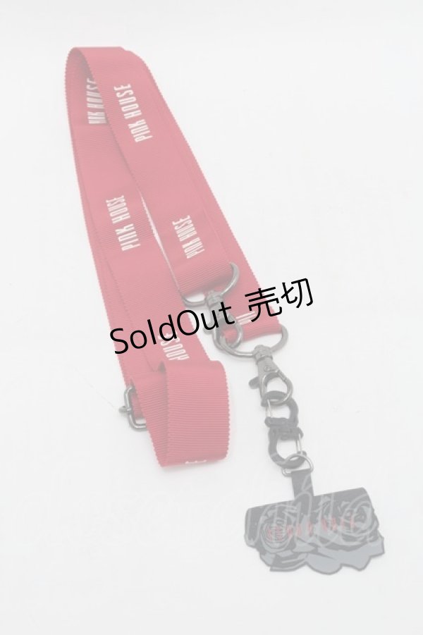 画像1: PINK HOUSE / ロゴ入りスマホショルダーストラップ  赤 S-25-10-15-1002-LO-ZA-AS-ZS (1)