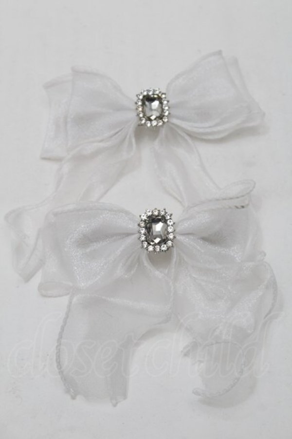 画像1: Ank Rouge / オーガンジーリボンバレッタ  白 S-25-10-15-1033-CA-AC-HR-ZS (1)