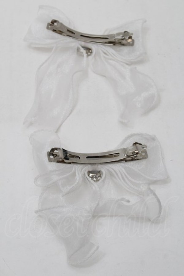 画像2: Ank Rouge / オーガンジーリボンバレッタ  白 S-25-10-15-1033-CA-AC-HR-ZS (2)