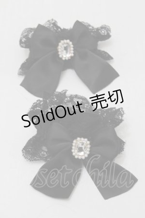 画像: Ank Rouge / ビジューリボンカフス  黒 S-25-10-15-1034-CA-AC-HR-ZS