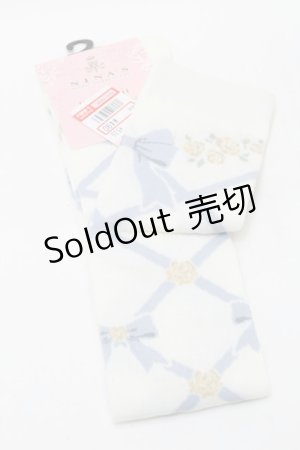 画像: m petit by misako / NINA'Sコラボ 編み上げソックス  白ｘサックス S-25-10-15-1005-LO-AC-HR-ZS