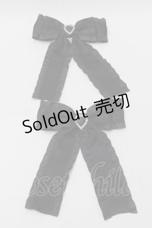 画像: Ank Rouge / ふりふりリボンバレッタSET  黒 S-25-10-15-1035-CA-AC-HR-ZS