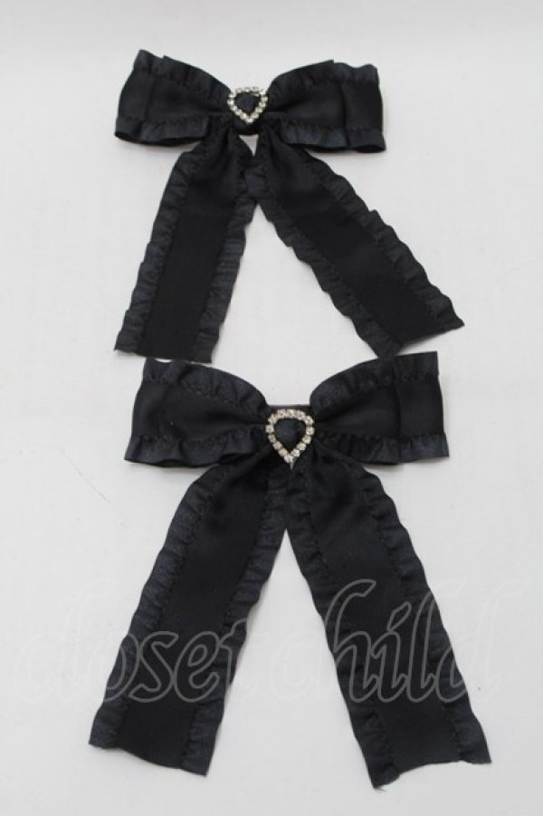 画像1: Ank Rouge / ふりふりリボンバレッタSET  黒 S-25-10-15-1035-CA-AC-HR-ZS (1)